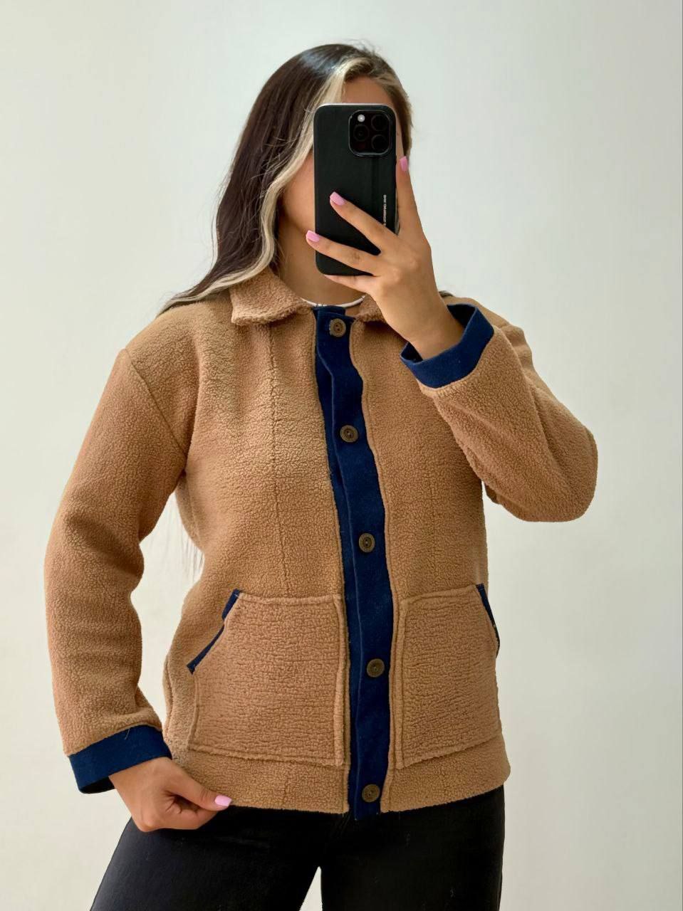 کت تدی زنانه دکمه دار نرم لطیف